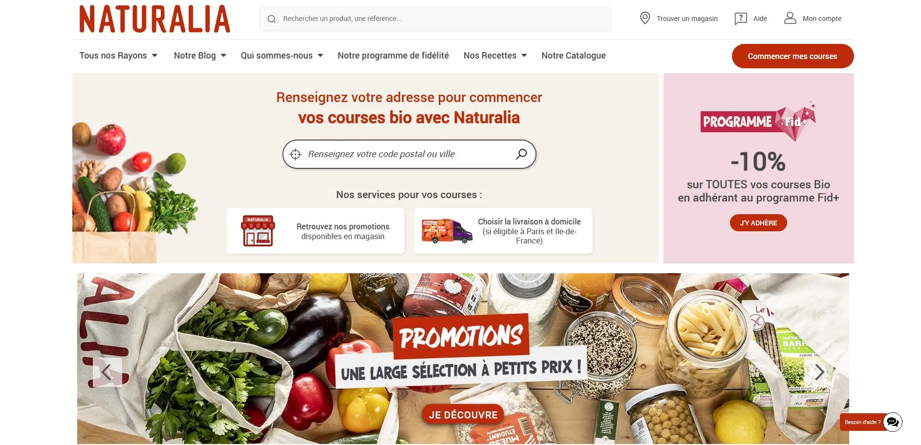 Image du site du magasin bio local